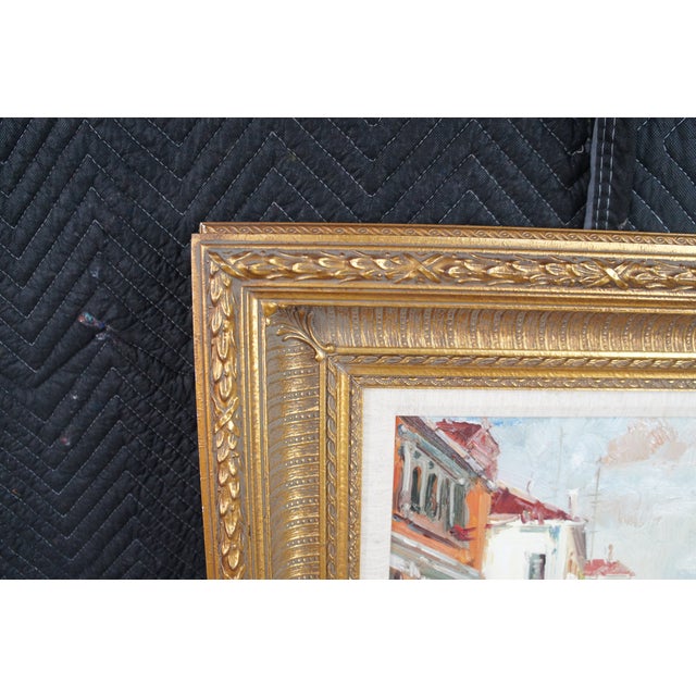 Vintage Impressionist Venice Italy Gondolas Canal Scene Oil Painting 26" For Sale - Image 4 of 12