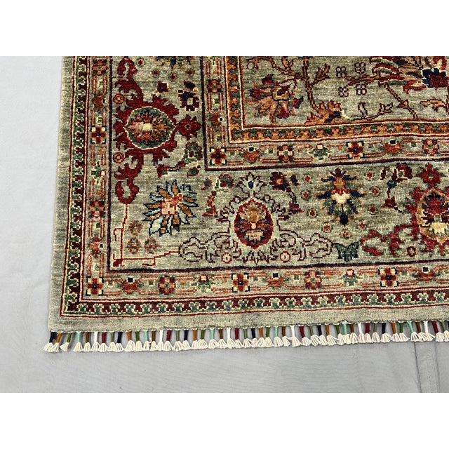Textile Gray and Rust Persian Sultanabad Style Floral Rug - 6'9" X 9'11" For Sale - Image 7 of 11