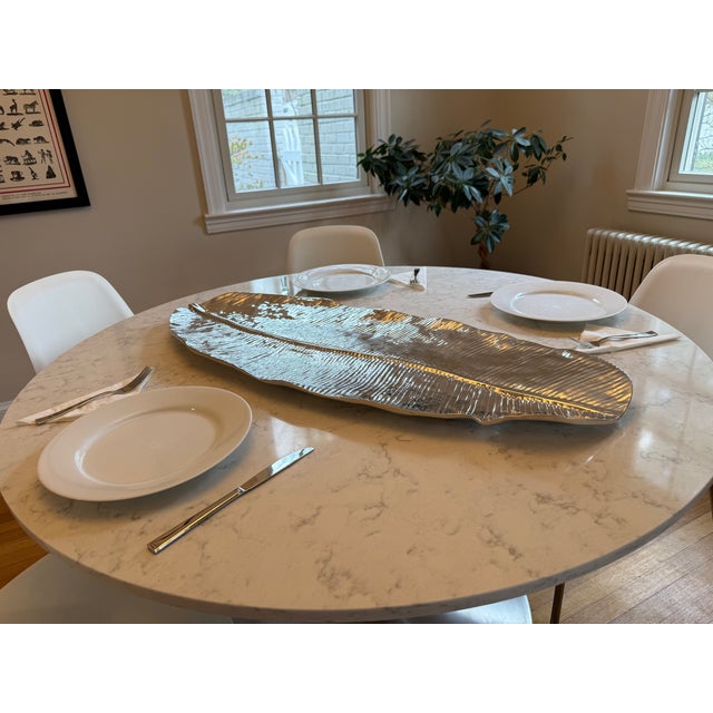 Silver 2020s Beatriz Ball "Garden" Banana Leaf Extra Extra Large Platter (39") For Sale - Image 8 of 10