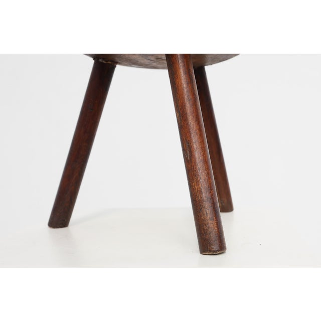 Rustic Oak Wooden Tripod Stool, France, 1890s For Sale - Image 5 of 13