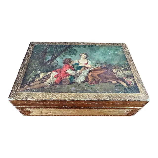 Mid 20th Century Vintage Boucher La Mussette Wooden Box For Sale