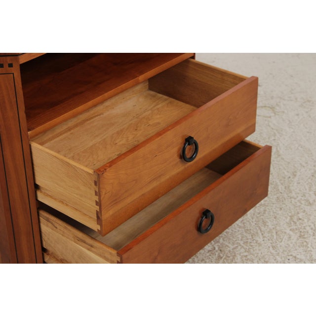 2000 - 2009 Stickley Cherry 21st Century Two Drawer Inlaid Nightstand For Sale - Image 5 of 17
