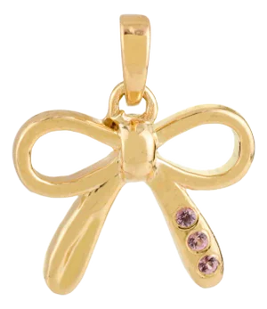 Solid 14k Gold Bow Pendant With Pink Sapphires