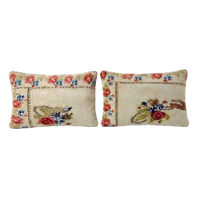 Bohemian Kilim Lumbar Pillow Cover 16'' X 24'' - Set of Two For Sale