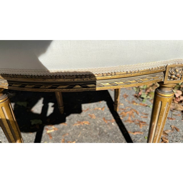 Pair of Mid-20th Century Louis XVI Style Giltwood Side Chairs With Cream Linen Upholstery For Sale - Image 14 of 16