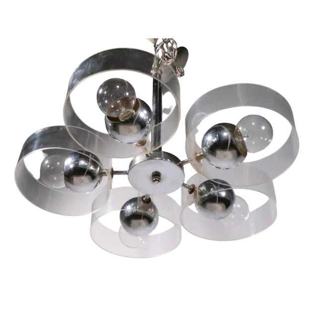 Lightolier Space Age Chrome and Lucite Chandelier For Sale - Image 4 of 11