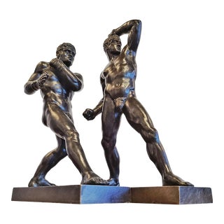Early 19th Century Grand Tour Bronzes of Creugas & Damoxenos (The Pugulists) After Canova For Sale