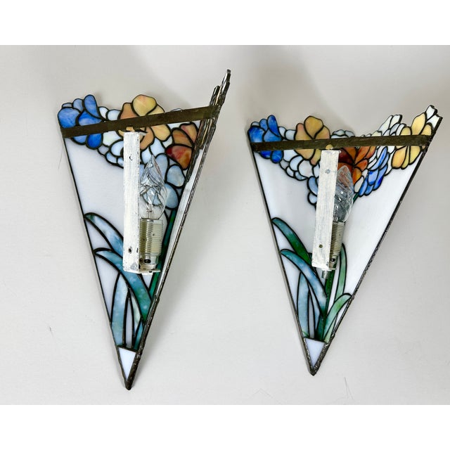 Vintage French Tiffany-Style Sconces, 1950, Set of 2 For Sale - Image 3 of 8