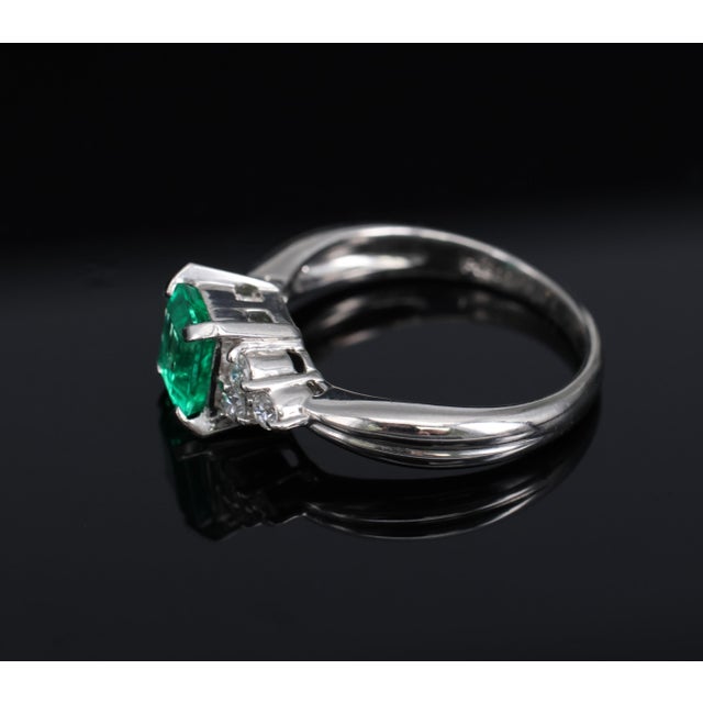 Late 20th Century Gia Colombian No Oil Emerald & 0.18ct Diamond Platinum Ring Size 6 For Sale - Image 17 of 18