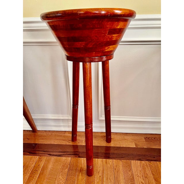 Vintage Rosewood Bowl on Stand, 2 Piece Set For Sale In Philadelphia - Image 6 of 7