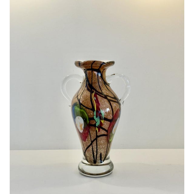 Glass Double-Illustrated Vase with Crystal Levers Based on the Classic Amphora Shape by Mauro Rosso for Lorenzo Kasparie For Sale - Image 7 of 7