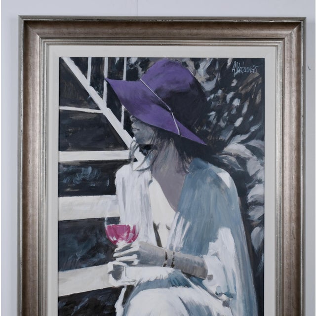 Aldo Luongo "Amethyst Afternoon" Oil on Board in Silver Tinted Frame For Sale - Image 4 of 8