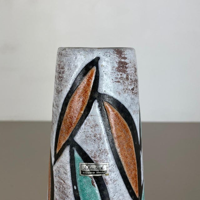 Fat Lava Multi-Color Floral Europ Line Vase from Scheurich, Germany, 1970s For Sale - Image 6 of 18