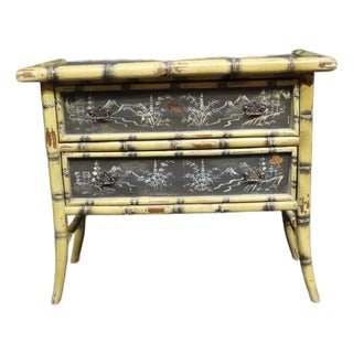 Mid-Century Chinoiserie Faux Bamboo Two-Drawer Console Chest For Sale