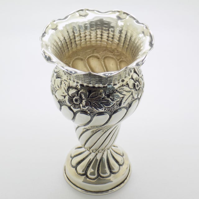 Vintage Italian Handmade Silver Vase, Palermo, Sicily, Italy, 1970s For Sale - Image 4 of 15