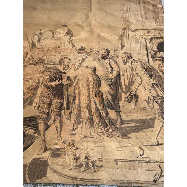 Antique French Jacquard Tapestry in the style of Aubusson, Venice, 1940s For Sale - Image 12 of 18