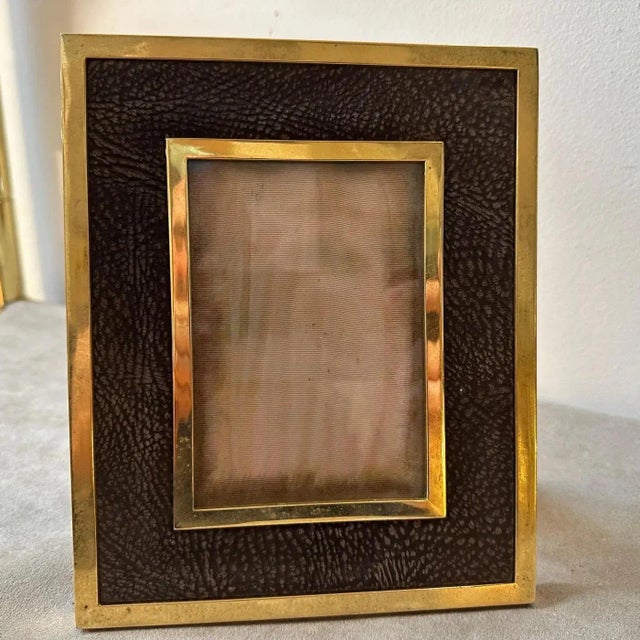 Mid-Century Modern A 1970s High Quality Mid-Century Modern Brass and Skin Italian Picture Frame For Sale - Image 3 of 11