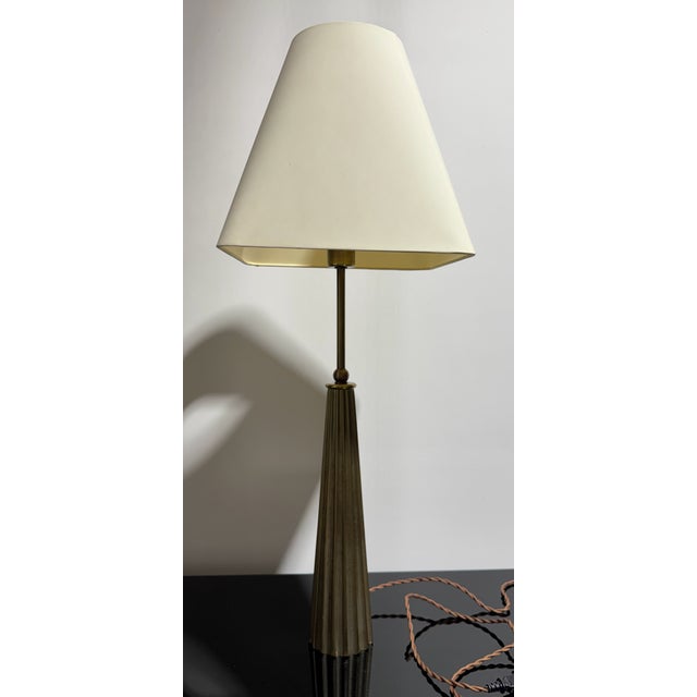 Vintage Cast Brass Table Lamp French 1970's For Sale - Image 12 of 14