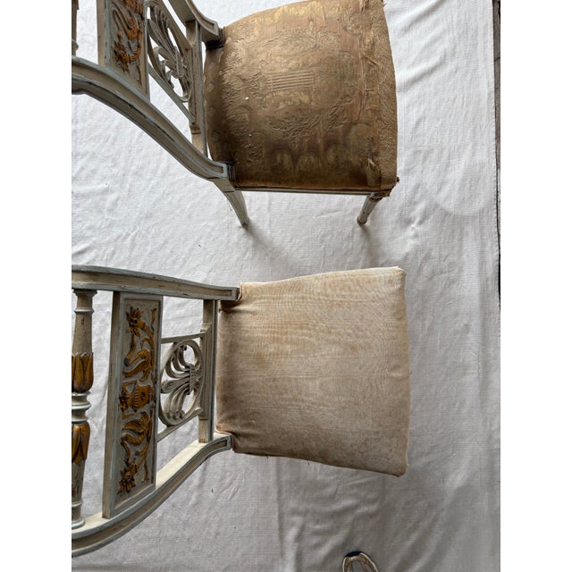 1920s Pair of Antique Neoclassical Painted Side Chairs – Provenance From the Heiress of Macy’s Estate For Sale - Image 5 of 15
