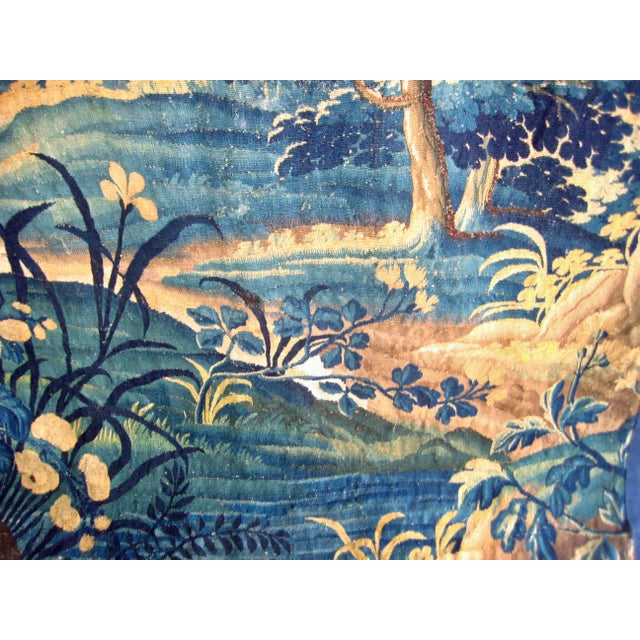 French Aubusson Verdure Country Side With a Lake and Castle 18 Century For Sale - Image 11 of 17