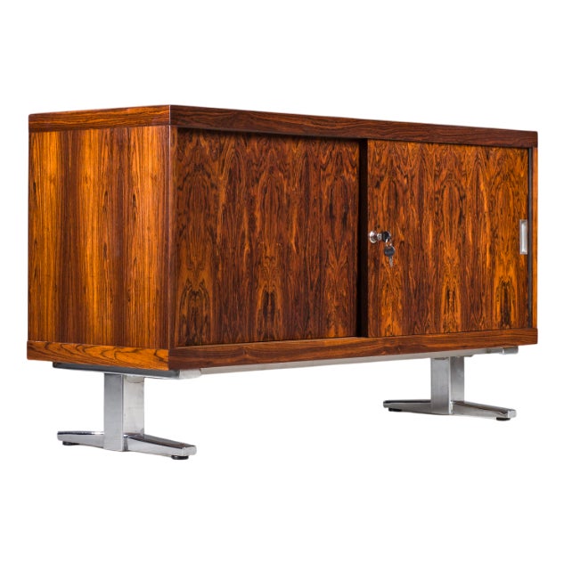 Mid-Century Wood Veneer Sideboard with Chrome Legs, 1960s For Sale