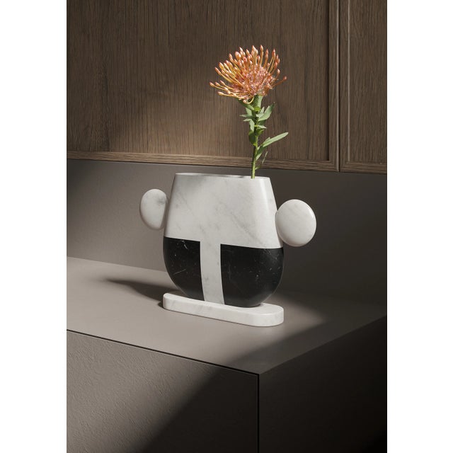 Contemporary Vase in Natural Italian Marble by Matteo Cibic For Sale - Image 4 of 7