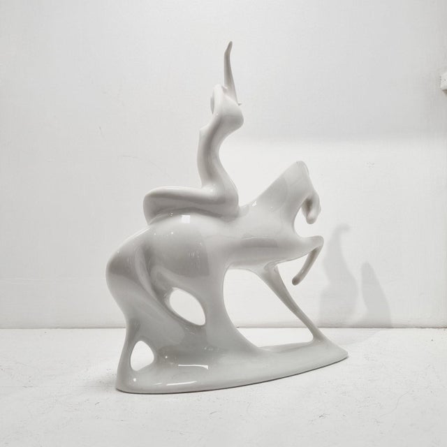 Mid-Century Art Deco Porcelain Lady Godiva Figurine by Jaroslav Ježek for Royal Dux, 1959 For Sale - Image 12 of 18