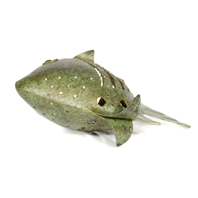 Cutout Metal Green Gold Fish Tealight Candle Holder Chairish