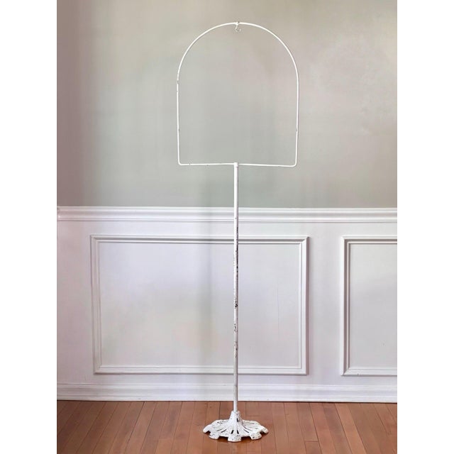 Art Deco Period White Painted Metal Birdcage With Stand For Sale - Image 15 of 16