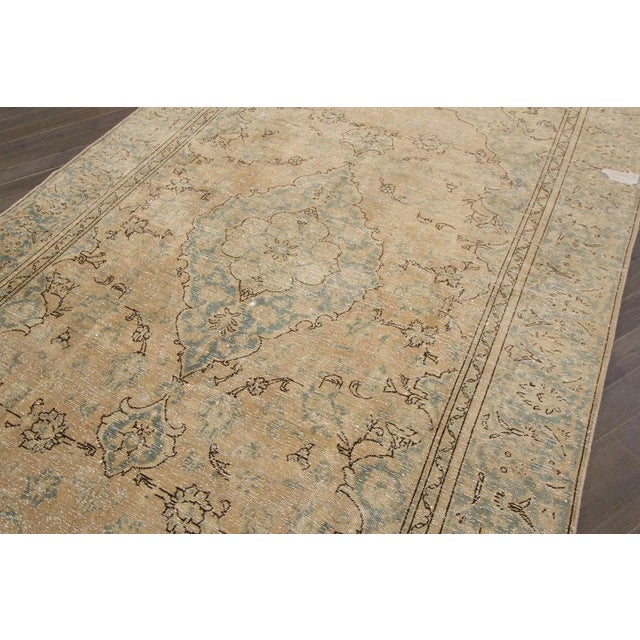 Traditional Vintage Distressed Persian Tabriz Rug For Sale - Image 3 of 6