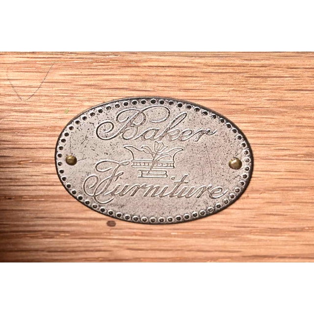 Baker Furniture Georgian Inlaid Mahogany Breakfront Bookcase Cabinet With Drop Front Secretary Desk, Circa 1960s For Sale - Image 10 of 14