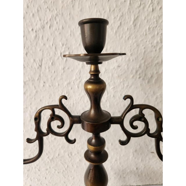 Antique Three-Armed Candlestick in Bronze, 1960s For Sale - Image 11 of 18