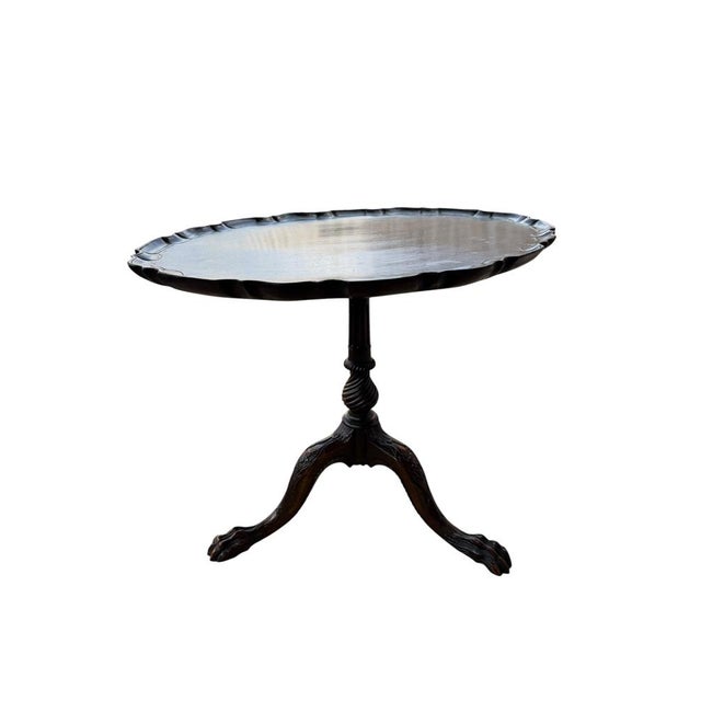 Oval Topped Piecrust Mahogany Tri Legged Side Table, 1800s For Sale - Image 3 of 11