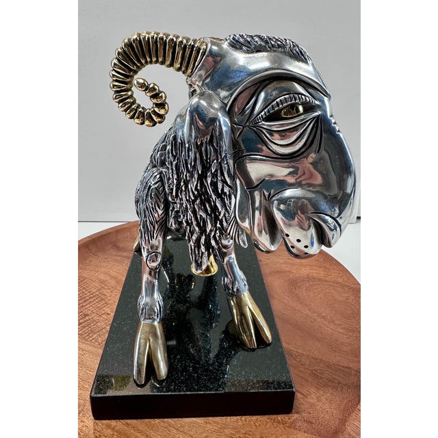 Frank Meisler “Ephraim the Goat” Limited Edition Signed Kinetic Sculpture on Marble For Sale - Image 10 of 18