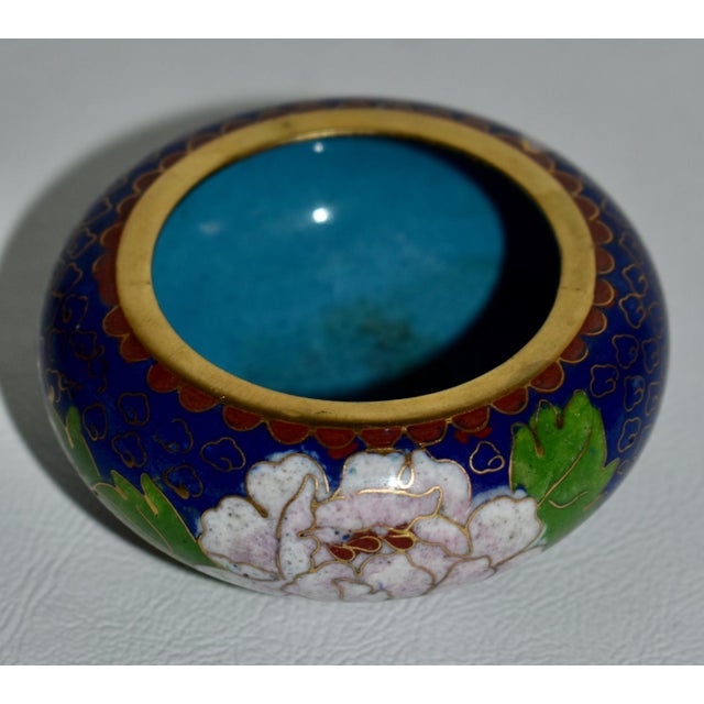 Vintage Chinese Mini Cloisonné' Bowl W/Floral Details For Sale - Image 9 of 11