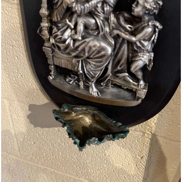 Early 20th Century French Silvered Pewter Virgin Mary Holy Water Stoup For Sale In Dallas - Image 6 of 8
