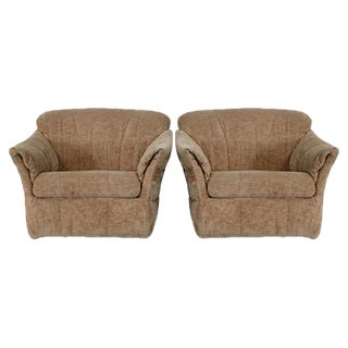 Set of Velvet Caramel Armchairs, 1960s, France For Sale