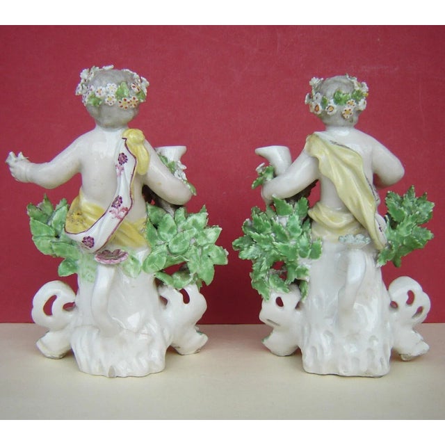 Rococo Antique 18th Century Georgian Derby Porcelain Cherub Candlesticks - a Pair For Sale - Image 3 of 12