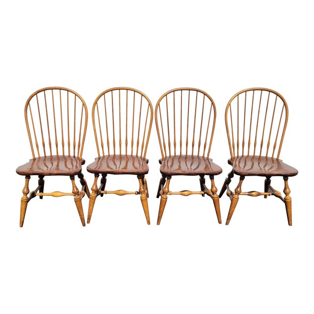 Set of Four Vintage Ethan Allen Windsor Spindle Back Dining Room Chairs