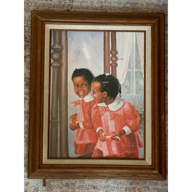 1990s Vintage Contemporary Artist Donald Nolan's "Grandma's Mirror" Signed Reproduction on Canvas For Sale - Image 5 of 10