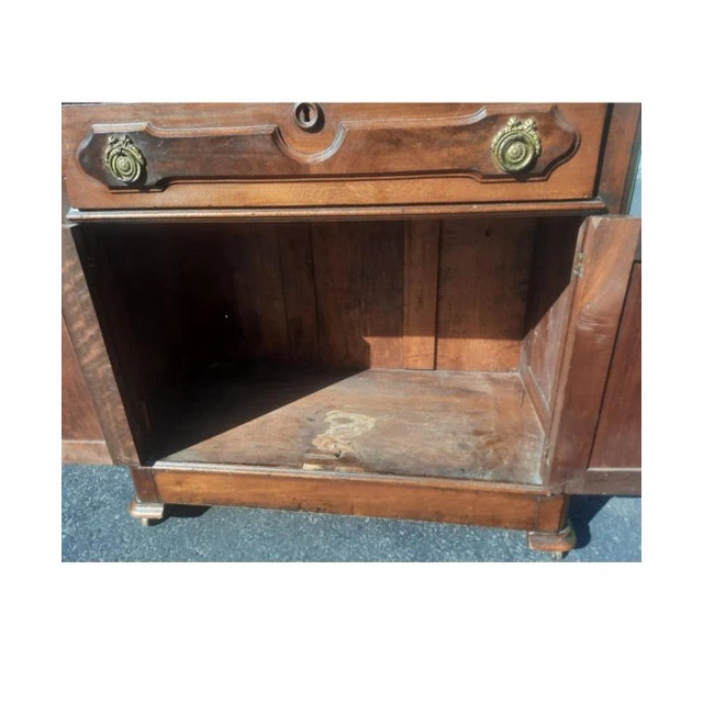 Brown Antique Walnut Washstand Candle Holder With Back Splash, Circa 1870s For Sale - Image 8 of 10