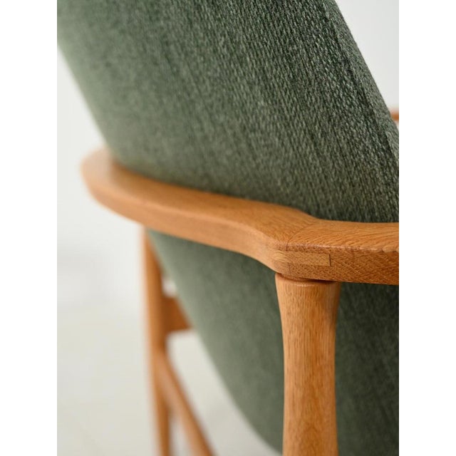 Scandinavian Armchair in Oak and Sage Green Wool, 1950s For Sale - Image 10 of 11