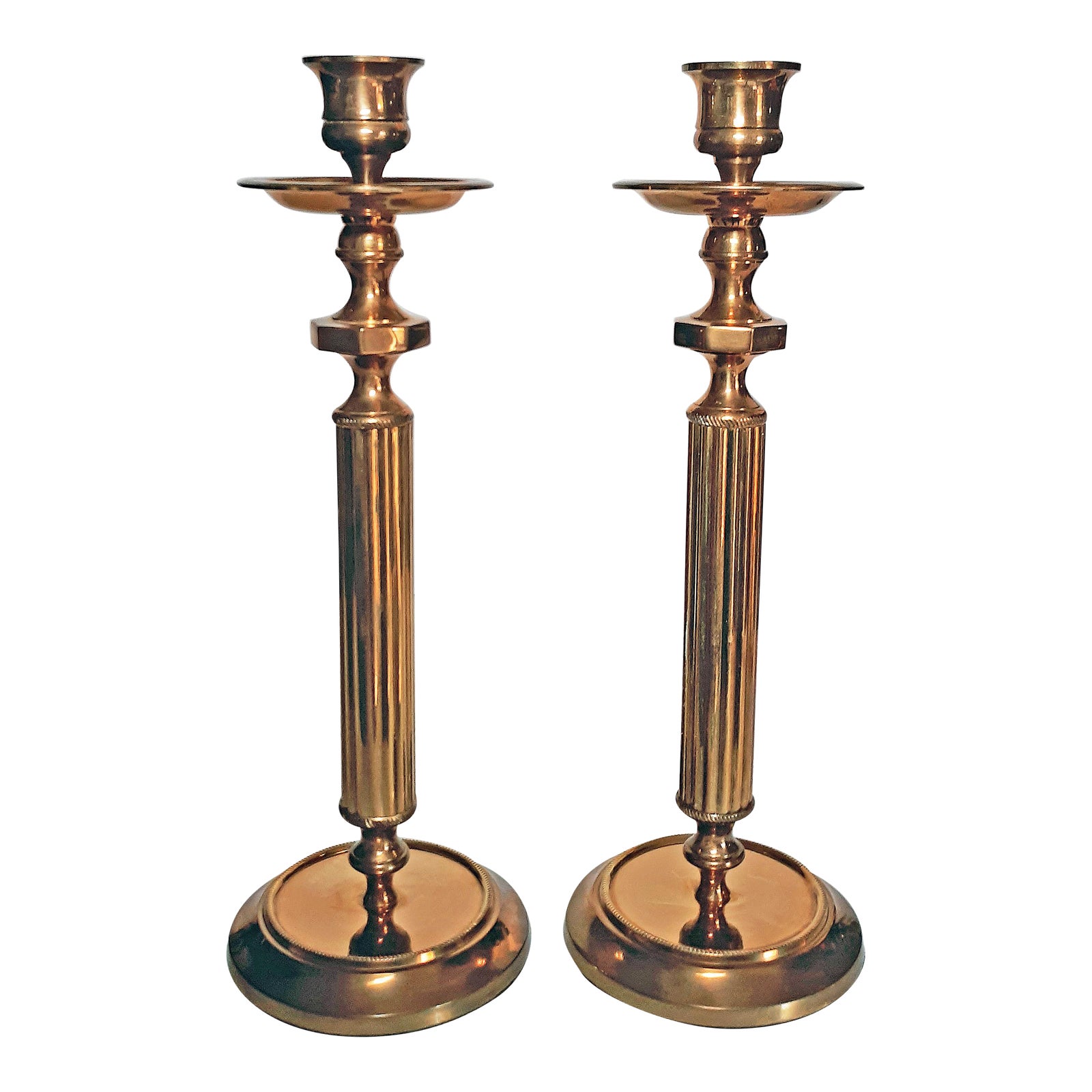 Vintage Gatco Hollywood Regency Solid Brass Candle Holders a Pair