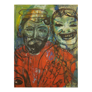 Dan Solojoff, Surrealist Colorful Portrait of a Couple, Family at Play