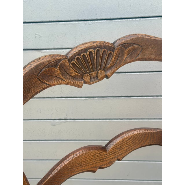 Pair of French Provincial Louis XV Style Oak Side Chairs, Circa 1920. For Sale - Image 9 of 11