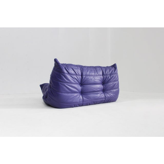 Purple Vintage Purple Leather Togo 2-Seater Sofa from Ligne Roset, 1990s For Sale - Image 8 of 10