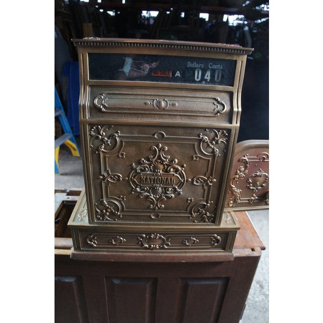 Antique 1919 Model 1059-G Brass NCR National Cash Register 23" For Sale - Image 9 of 13