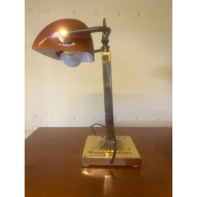 Brass Vintage Brass Bankers Lamp For Sale - Image 8 of 11