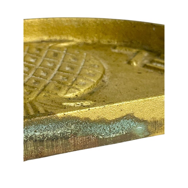 Vintage Cast Brass Demi Lune Umbrella Stick Stand With Pineapple Finials For Sale - Image 10 of 17