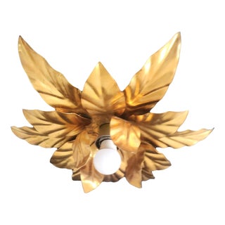 Hollywood Regency Florentine Flower-Shaped Gilt Flush Mount from Hans Kögl, Italy, 1960s For Sale